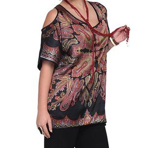 4XL Multicolor Mandala COLD SHOULDER Tunic